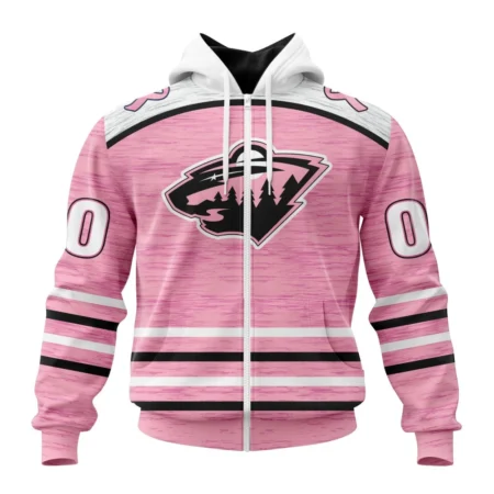 NHL Personalized Name And Number, Minnesota Wild Special Pink Fight Breast Cancer Design,QTNHL Personalized Name And Number,080524B1745