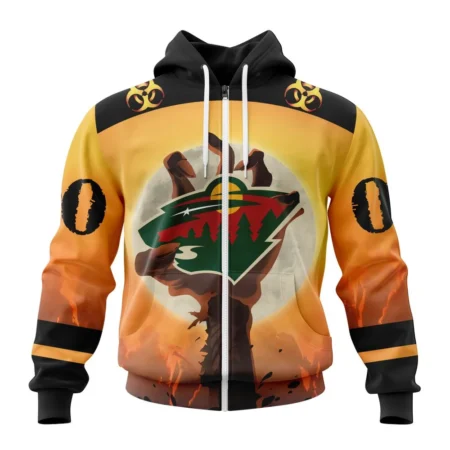 NHL Personalized Name And Number, Minnesota Wild Special Zombie Design For Halloween,QTNHL Personalized Name And Number,080524B1938