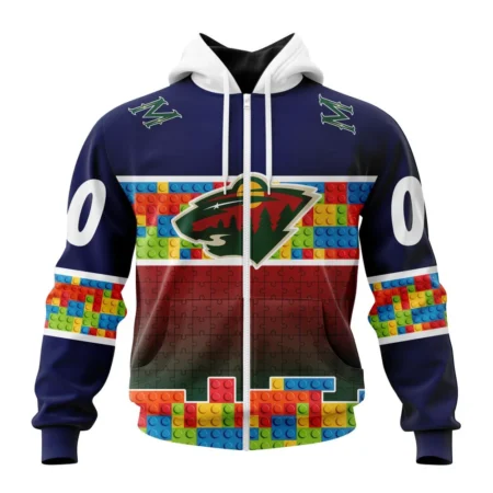 NHL Personalized Name And Number, Minnesota Wild Special Autism Awareness Design ,QTNHL Personalized Name And Number,080524B2238