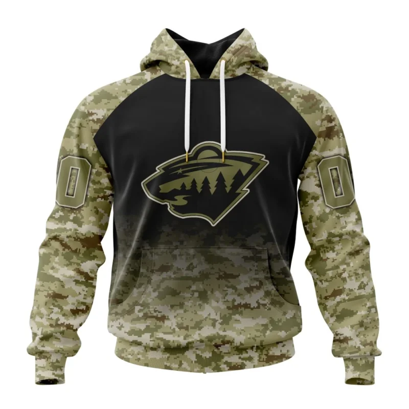 NHL Minnesota Wild Special Camo Design For Veterans Day,QTNHL080524A225