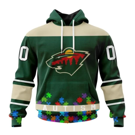 NHL Minnesota Wild, Specialized Unisex Kits Hockey Fights Against Autism,QTNHL080524A2659