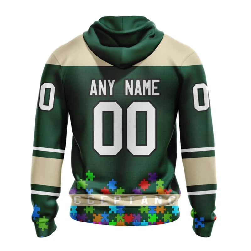 NHL Personalized Name And Number, Minnesota Wild, Specialized Unisex Kits Hockey Fights Against Autism,QTNHL Personalized Name And Number,080524B2659