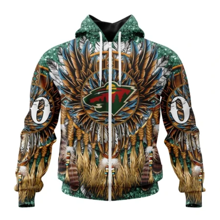 NHL Personalized Name And Number, Minnesota Wild Special Native Costume Design,QTNHL Personalized Name And Number,080524B2739