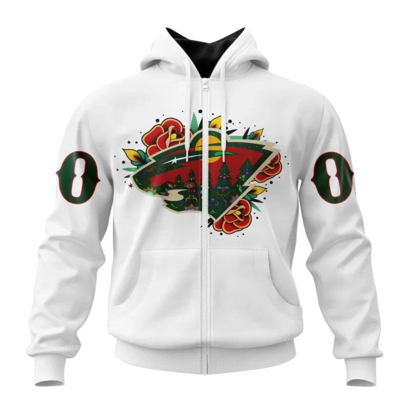 NHL Minnesota Wild, Specialized Unisex Kits Dia De Muertos,QTNHL 080524B2860