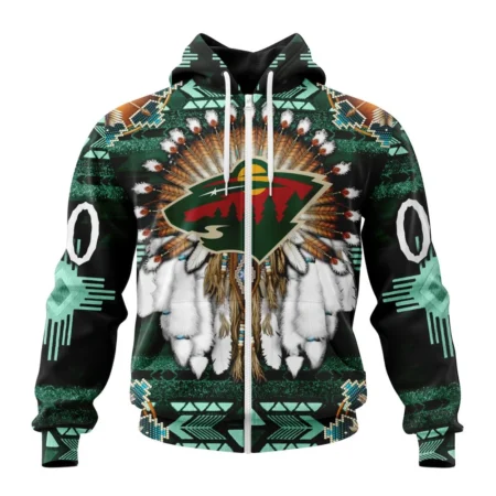 NHL Personalized Name And Number, Minnesota Wild Special Native Costume Design,QTNHL Personalized Name And Number,080524B298