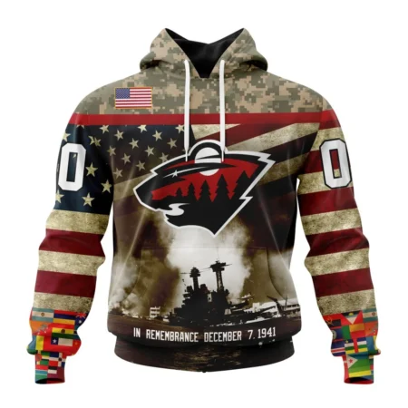 NHL Minnesota Wild, Specialized Unisex Kits Remember Pearl Harbor,QTNHL080524A2984