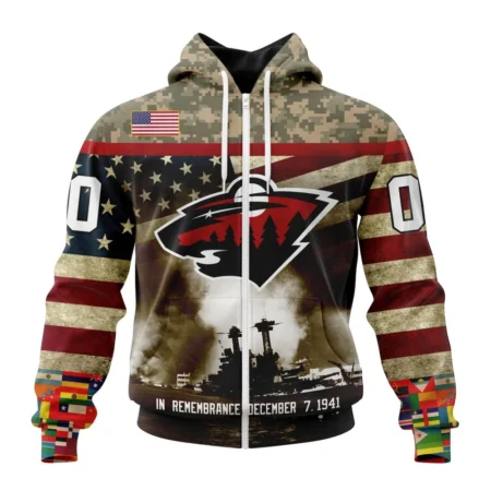 NHL Minnesota Wild, Specialized Unisex Kits Remember Pearl Harbor,QTNHL 080524B2984