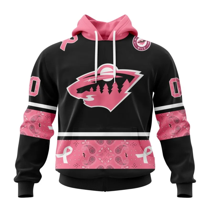 NHL Minnesota Wild, Specialized Design In Classic Style With Paisley, In October We Wear Pink Breast Cancer,QTNHL080524A3592