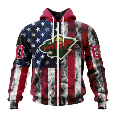 NHL Personalized Name And Number, Minnesota Wild Special Design For Independence Day The Fourth Of July,QTNHL Personalized Name And Number,080524B489