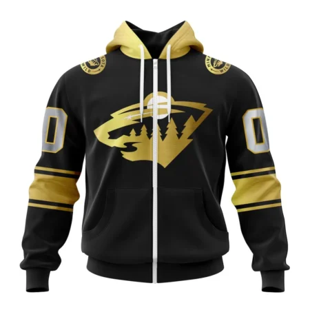 NHL Personalized Name And Number, Minnesota Wild Special Black And Gold Design,QTNHL Personalized Name And Number,080524B771