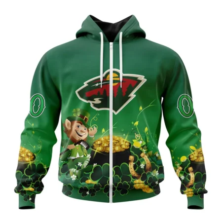 NHL Personalized Name And Number, Minnesota Wild Special Design For St. Patrick' Day,QTNHL Personalized Name And Number,080524B901