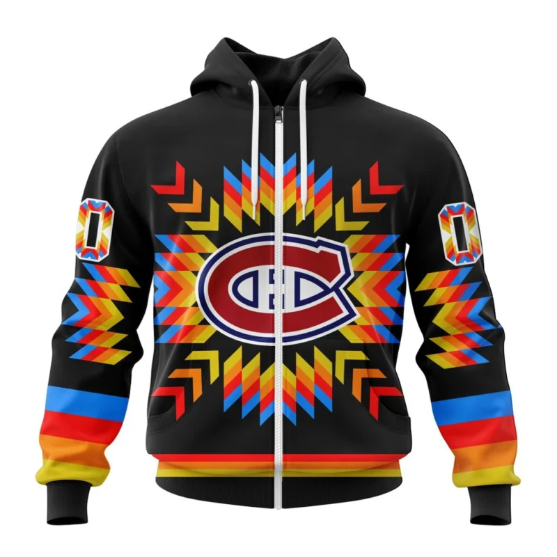 NHL Personalized Name And Number, Montreal Canadiens Special Design With Native Pattern,QTNHL Personalized Name And Number,080524B1028