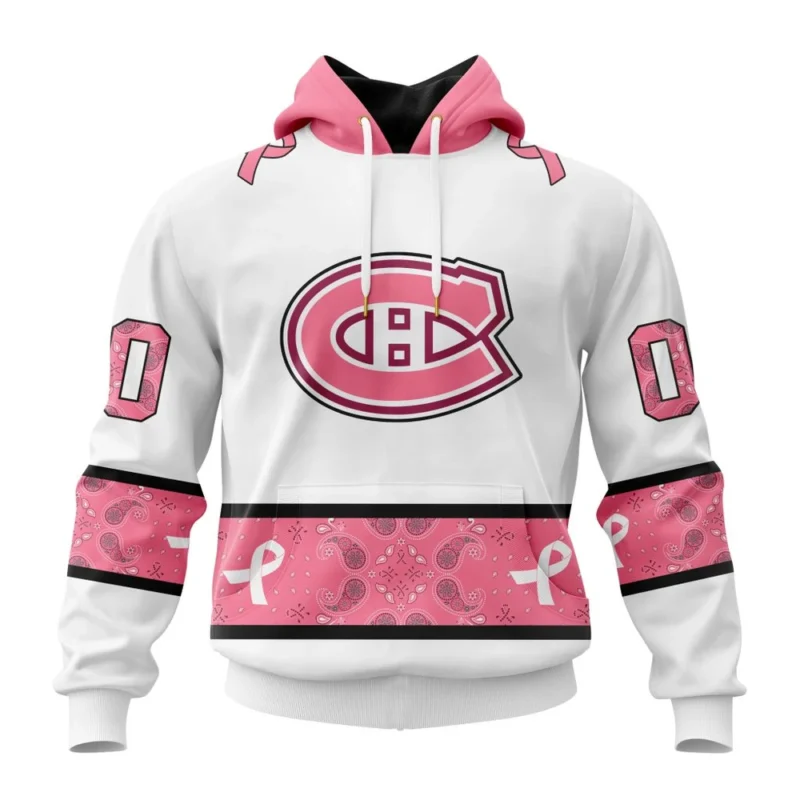 NHL Montreal Canadiens In Classic Style With Paisley, In October We Wear Pink Breast Cancer,QTNHL080524A1672