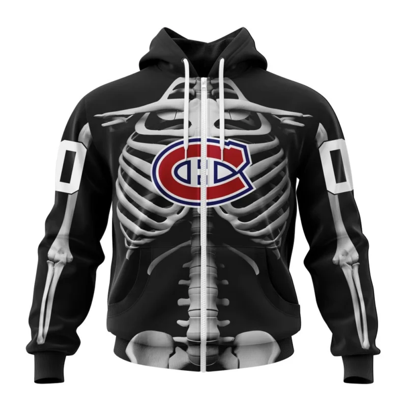 NHL Personalized Name And Number, Montreal Canadiens Special Skeleton Costume For Halloween,QTNHL Personalized Name And Number,080524B2029