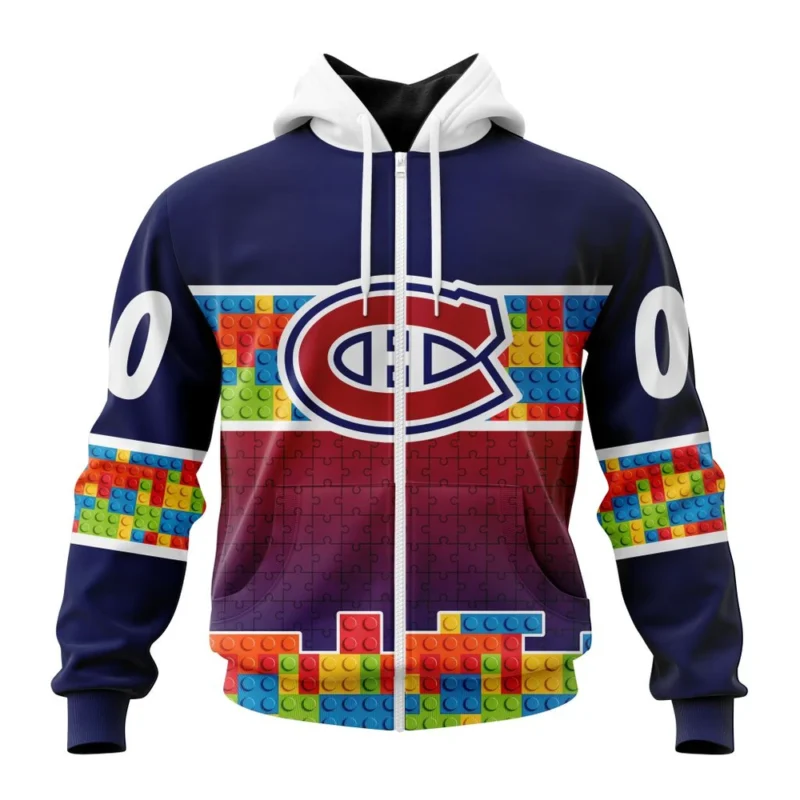 NHL Personalized Name And Number, Montreal Canadiens Special Autism Awareness Design ,QTNHL Personalized Name And Number,080524B2239