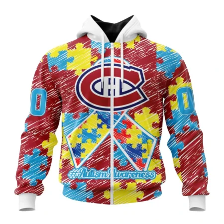 NHL Personalized Name And Number, Montreal Canadiens Special Autism Awareness Design,QTNHL Personalized Name And Number,080524B2476