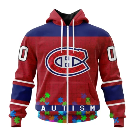 NHL Personalized Name And Number, Montreal Canadiens, Specialized Unisex Kits Hockey Fights Against Autism,QTNHL Personalized Name And Number,080524B2660