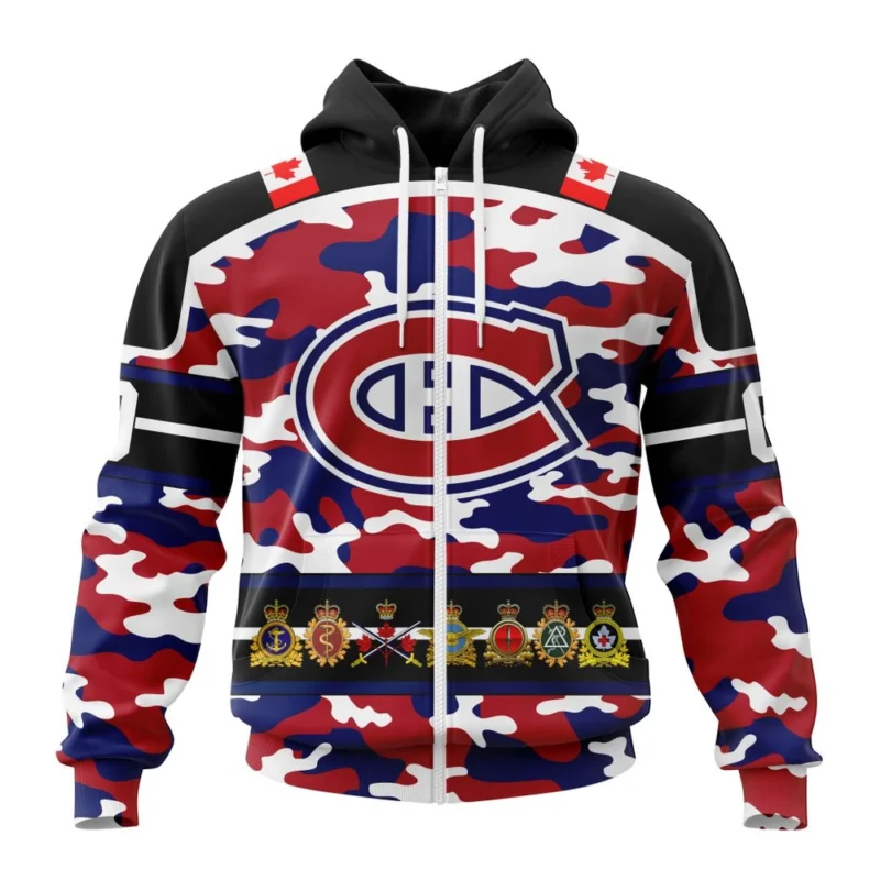 NHL Montreal Canadiens, Specialized Design Wih Camo Team Color And Military Force Logo,QTNHL 080524B3536