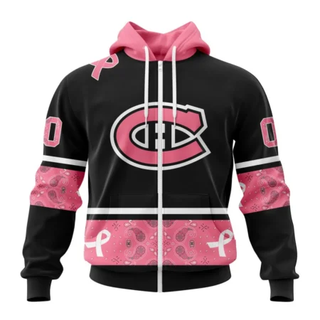 NHL Montreal Canadiens, Specialized Design In Classic Style With Paisley, In October We Wear Pink Breast Cancer,QTNHL 080524B3593