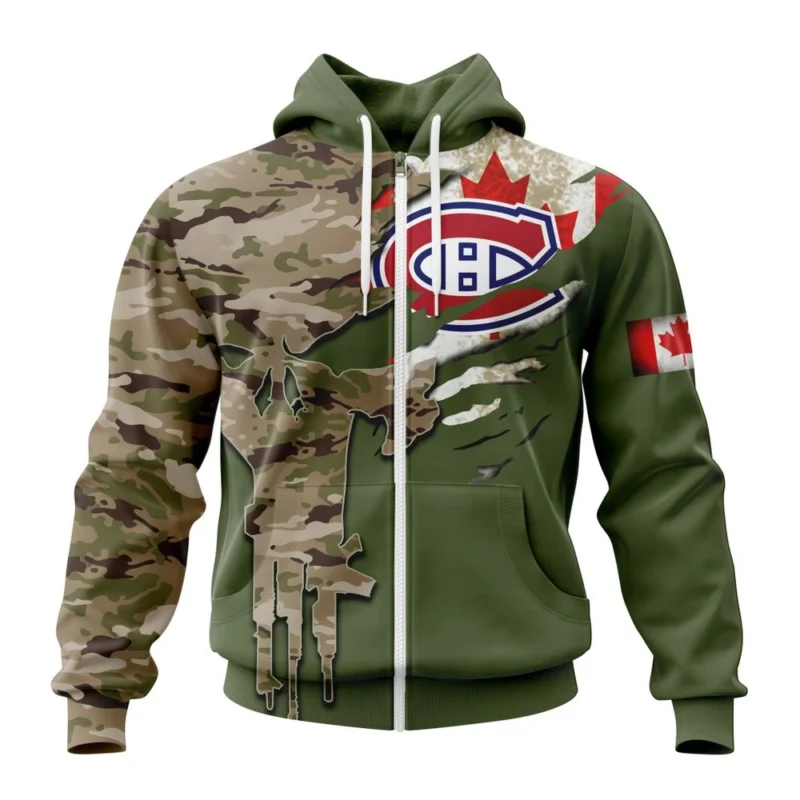 NHL Personalized Name And Number, Montreal Canadiens Special Camo Skull Design,QTNHL Personalized Name And Number,080524B97