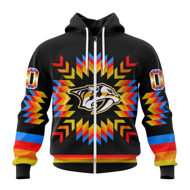 NHL Personalized Name And Number, Nashville Predators Special Design With Native Pattern,QTNHL Personalized Name And Number,080524B1025