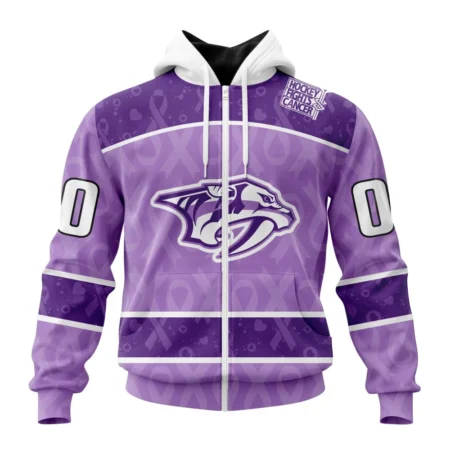 NHL Personalized Name And Number, Nashville Predators New Lavender Hockey Fight Cancer,QTNHL Personalized Name And Number,080524B1483