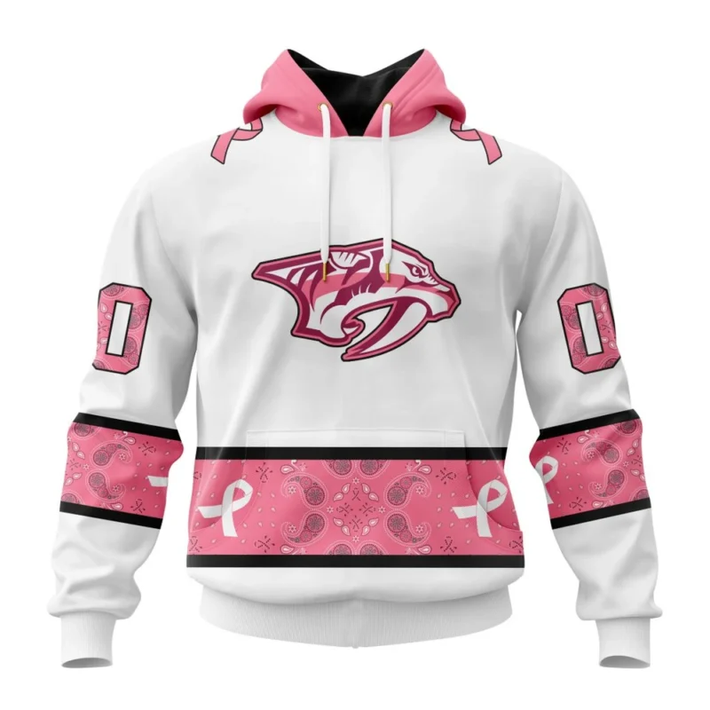 NHL Nashville Predators In Classic Style With Paisley, In October We Wear Pink Breast Cancer,QTNHL080524A1669