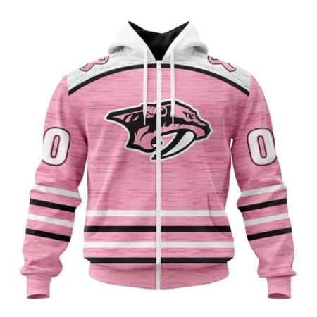 NHL Personalized Name And Number, Nashville Predators Special Pink Fight Breast Cancer Design,QTNHL Personalized Name And Number,080524B1743