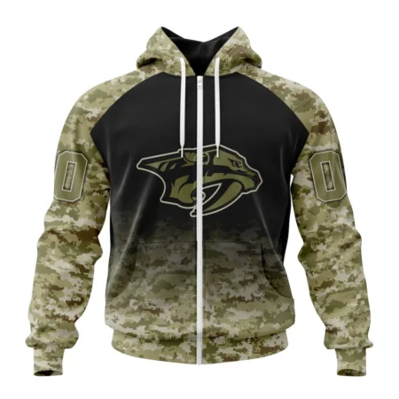 NHL Personalized Name And Number, Nashville Predators Special Camo Design For Veterans Day,QTNHL Personalized Name And Number,080524B1776