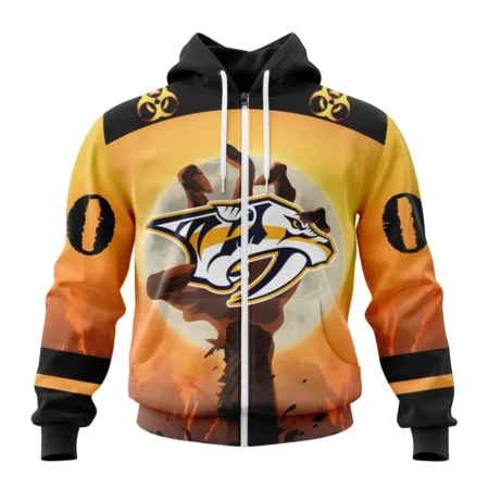 NHL Personalized Name And Number, Nashville Predators Special Zombie Design For Halloween,QTNHL Personalized Name And Number,080524B1936