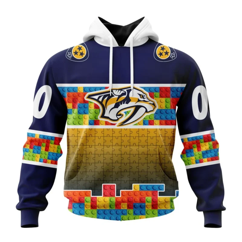 NHL Nashville Predators Special Autism Awareness Design ,QTNHL080524A2236