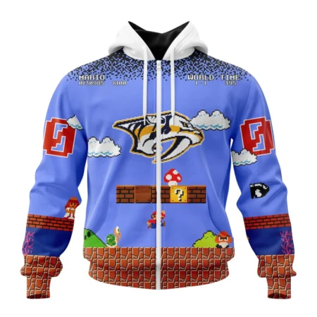 NHL Personalized Name And Number, Nashville Predators Special Kits With Super Mario Game Design,QTNHL Personalized Name And Number,080524B2446