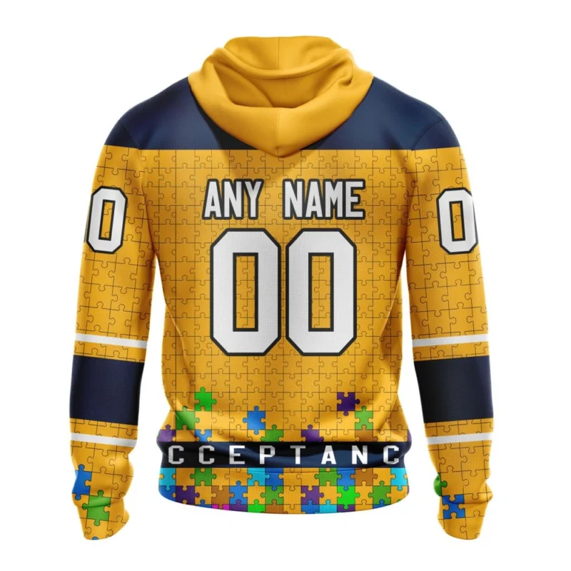 NHL Personalized Name And Number, Nashville Predators, Specialized Unisex Kits Hockey Fights Against Autism,QTNHL Personalized Name And Number,080524B2657