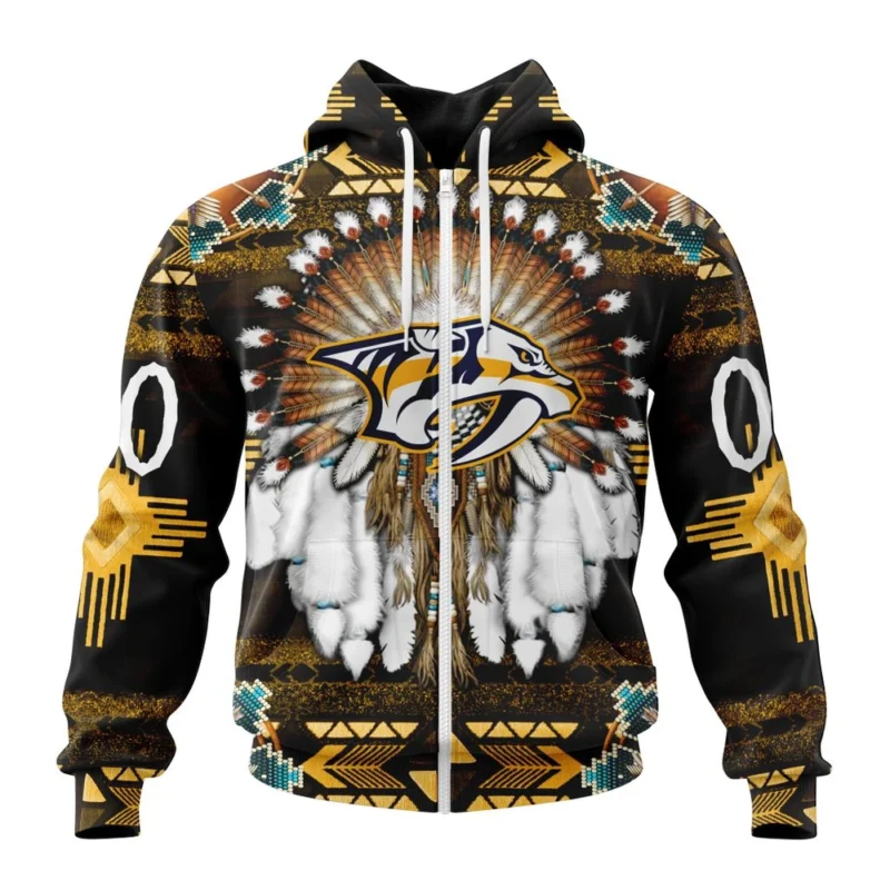 NHL Personalized Name And Number, Nashville Predators Special Native Costume Design,QTNHL Personalized Name And Number,080524B2683