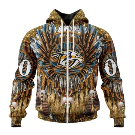 NHL Personalized Name And Number, Nashville Predators Special Native Costume Design,QTNHL Personalized Name And Number,080524B2737