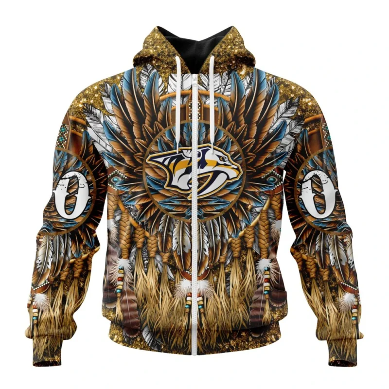 NHL Personalized Name And Number, Nashville Predators Special Native Costume Design,QTNHL Personalized Name And Number,080524B2737