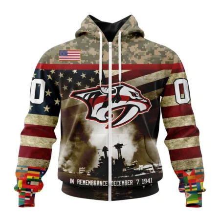 NHL Nashville Predators, Specialized Unisex Kits Remember Pearl Harbor,QTNHL 080524B2982