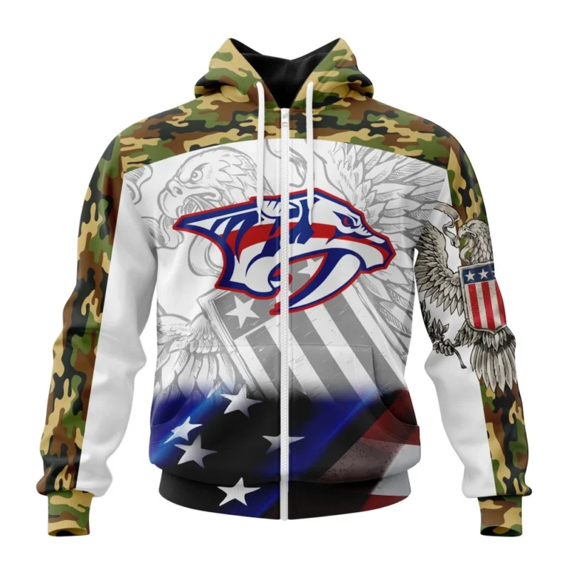 NHL Nashville Predators, Specialized Design With Our America Flag And Our America Eagle,QTNHL 080524B3445