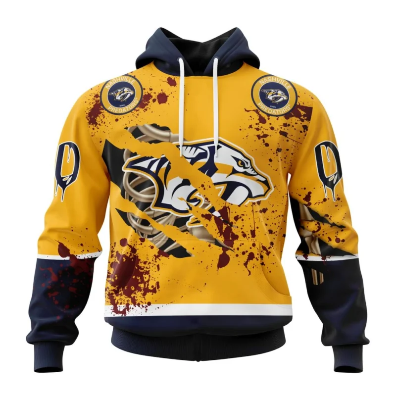 NHL Nashville Predators, Specialized Design Jersey With Your Ribs For Halloween,QTNHL080524A3504