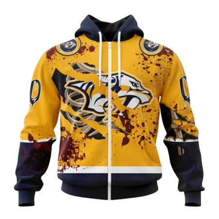 NHL Nashville Predators, Specialized Design Jersey With Your Ribs For Halloween,QTNHL 080524B3504