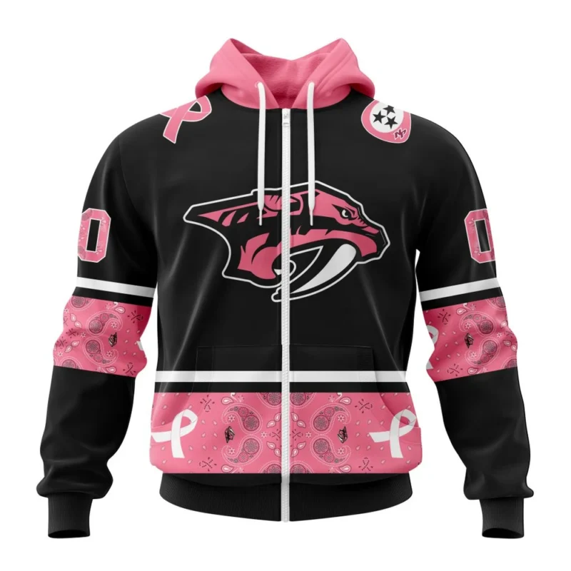 NHL Nashville Predators, Specialized Design In Classic Style With Paisley, In October We Wear Pink Breast Cancer,QTNHL 080524B3590