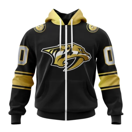 NHL Personalized Name And Number, Nashville Predators Special Black And Gold Design,QTNHL Personalized Name And Number,080524B769