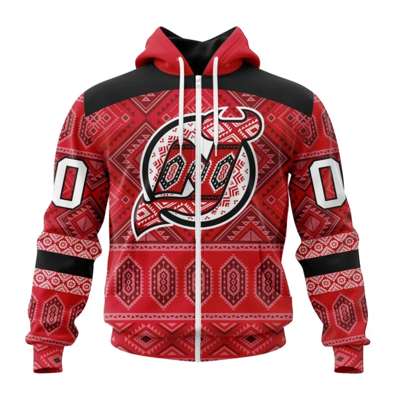 NHL Personalized Name And Number, New Jersey Devils Special Design With Native Pattern,QTNHL Personalized Name And Number,080524B1297