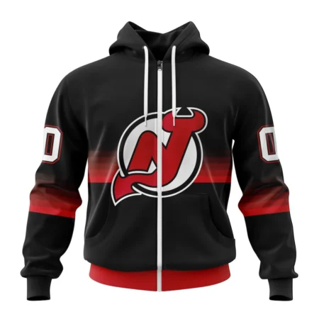 NHL Personalized Name And Number, New Jersey Devils Special Black And Gradient Design,QTNHL Personalized Name And Number,080524B1408