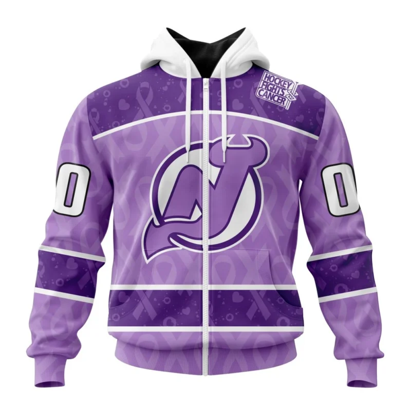 NHL Personalized Name And Number, New Jersey Devils New Lavender Hockey Fight Cancer,QTNHL Personalized Name And Number,080524B1484