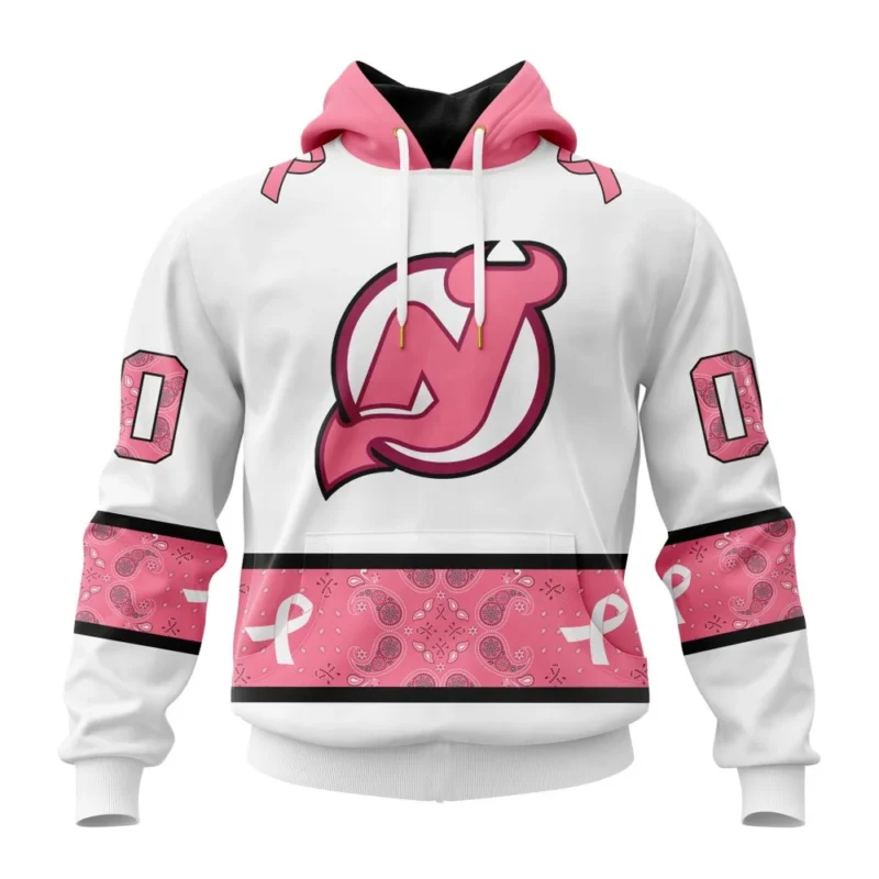 NHL New Jersey Devils In Classic Style With Paisley, In October We Wear Pink Breast Cancer,QTNHL080524A1670