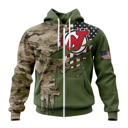 NHL Personalized Name And Number, New Jersey Devils Special Camo Skull Design,QTNHL Personalized Name And Number,080524B1713