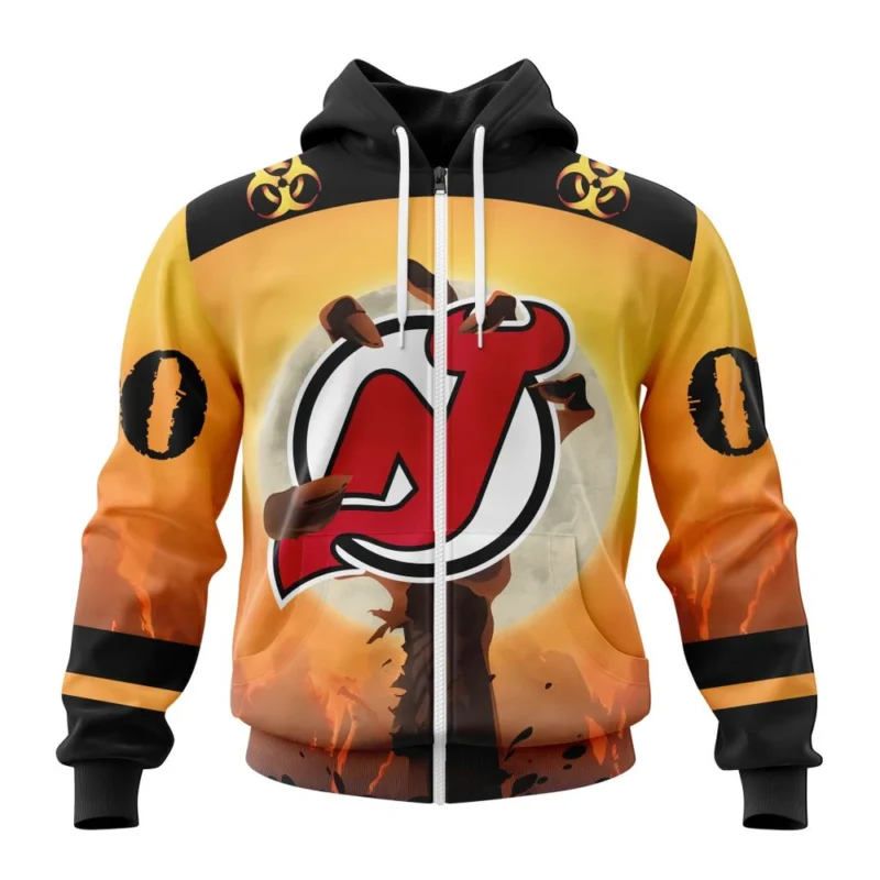 NHL Personalized Name And Number, New Jersey Devils Special Zombie Design For Halloween,QTNHL Personalized Name And Number,080524B1937