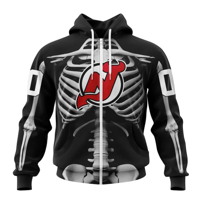 NHL Personalized Name And Number, New Jersey Devils Special Skeleton Costume For Halloween,QTNHL Personalized Name And Number,080524B2027