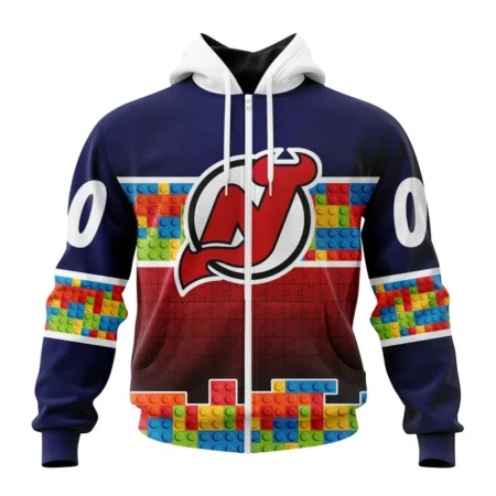 NHL Personalized Name And Number, New Jersey Devils Special Autism Awareness Design ,QTNHL Personalized Name And Number,080524B2237